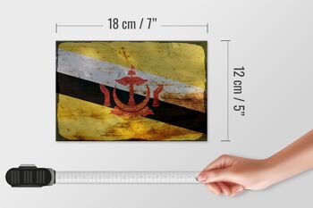 Panneau en bois drapeau Brunei 18x12 cm Drapeau du Brunei décoration rouille 4