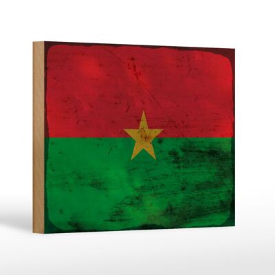 Cartello bandiera in legno Burkina Faso 18x12 cm Burkina Faso decoro ruggine