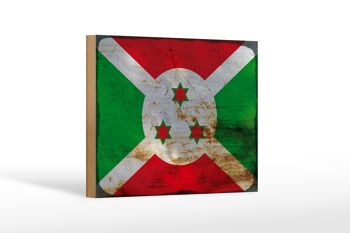 Panneau en bois drapeau Burundi 18x12 cm Drapeau du Burundi décoration rouille 1