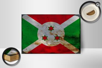 Panneau en bois drapeau Burundi 18x12 cm Drapeau du Burundi décoration rouille 2