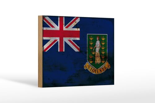 Holzschild Flagge Britischen Jungferninseln 18x12 cm Rost Dekoration