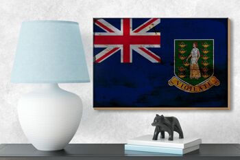 Panneau en bois drapeau des îles Vierges britanniques 18x12 cm, décoration rouille 3