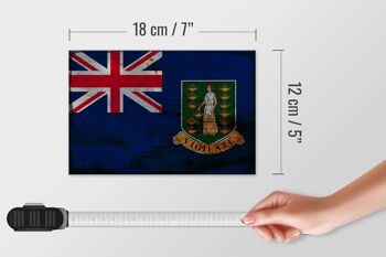 Panneau en bois drapeau des îles Vierges britanniques 18x12 cm, décoration rouille 4