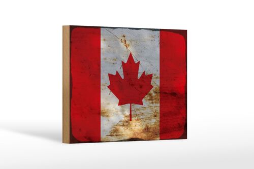 Holzschild Flagge Kanada 18x12 cm Flag of Canada Rost Dekoration