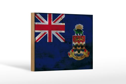 Holzschild Flagge Cayman Islands 18x12 cm Flag Rost Dekoration