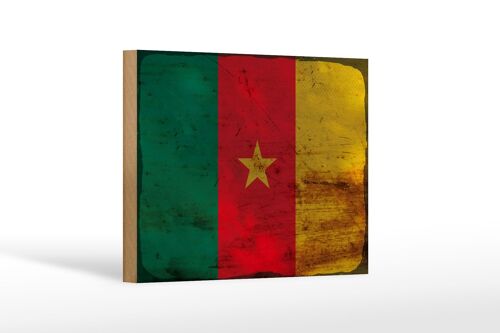 Holzschild Flagge Kamerun 18x12 cm Flag of Cameroon Rost Dekoration