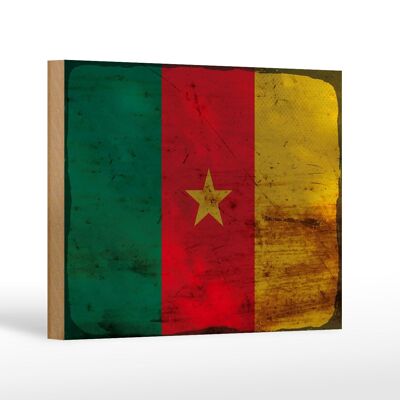 Wooden sign flag Cameroon 18x12 cm Flag of Cameroon rust decoration