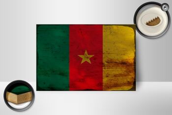 Panneau en bois drapeau Cameroun 18x12 cm Drapeau du Cameroun décoration rouille 2