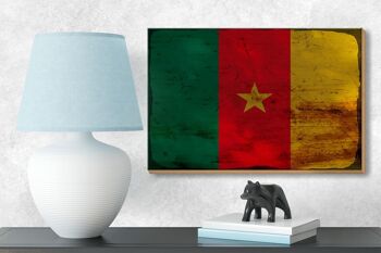 Panneau en bois drapeau Cameroun 18x12 cm Drapeau du Cameroun décoration rouille 3