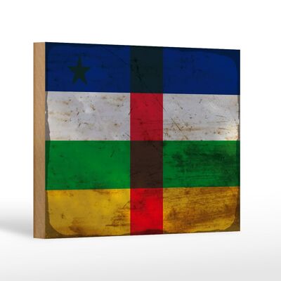 Panneau en bois drapeau République Centrafricaine 18x12 cm décoration RO