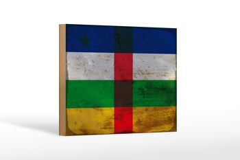 Panneau en bois drapeau République Centrafricaine 18x12 cm décoration RO 1