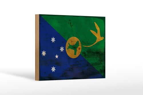 Holzschild Flagge Weihnachtsinsel 18x12 cm Flag Rost Dekoration