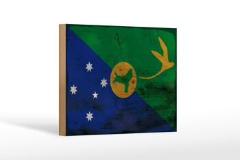 Panneau en bois drapeau île Christmas 18x12 cm drapeau décoration rouille 1