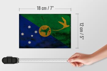 Panneau en bois drapeau île Christmas 18x12 cm drapeau décoration rouille 4