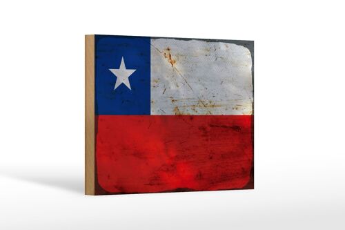 Holzschild Flagge Chile 18x12 cm Flag of Chile Rost Dekoration