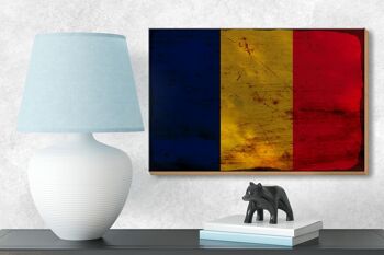 Panneau en bois drapeau du Tchad 18x12 cm Drapeau du Tchad décoration rouille 3