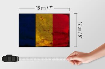 Panneau en bois drapeau du Tchad 18x12 cm Drapeau du Tchad décoration rouille 4
