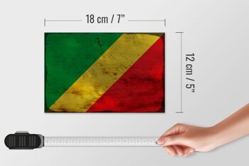 Panneau en bois drapeau Congo 18x12 cm Drapeau du Congo décoration rouille 4