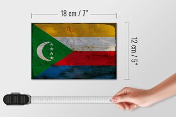 Panneau en bois drapeau des Comores 18x12 cm Drapeau Comores décoration rouille 4