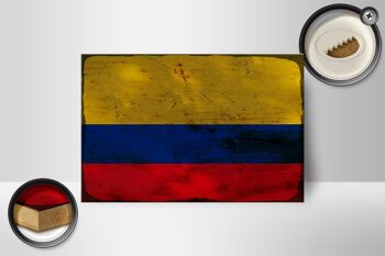 Panneau en bois drapeau Colombie 18x12 cm Drapeau Colombie décoration rouille 2