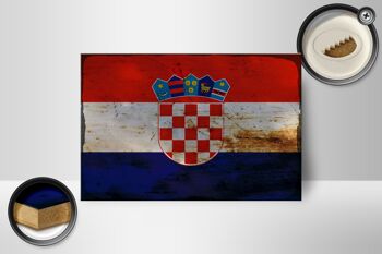 Panneau en bois drapeau Croatie 18x12 cm Drapeau de la Croatie décoration rouille 2