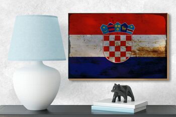 Panneau en bois drapeau Croatie 18x12 cm Drapeau de la Croatie décoration rouille 3