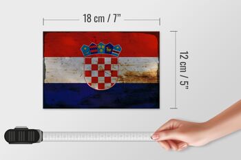 Panneau en bois drapeau Croatie 18x12 cm Drapeau de la Croatie décoration rouille 4