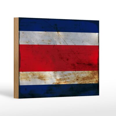 Cartello in legno bandiera Costa Rica 18x12 cm decoro Costa Rica ruggine