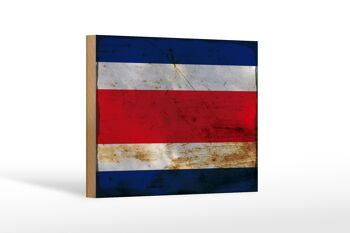 Panneau en bois drapeau Costa Rica 18x12 cm décoration rouille Costa Rica 1