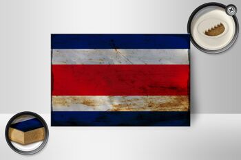 Panneau en bois drapeau Costa Rica 18x12 cm décoration rouille Costa Rica 2
