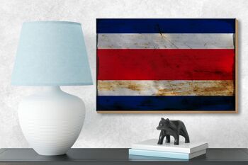Panneau en bois drapeau Costa Rica 18x12 cm décoration rouille Costa Rica 3