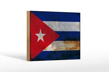 Panneau en bois drapeau Cuba 18x12 cm Drapeau de Cuba décoration rouille 1