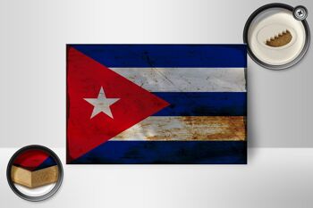 Panneau en bois drapeau Cuba 18x12 cm Drapeau de Cuba décoration rouille 2