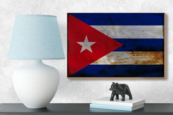 Panneau en bois drapeau Cuba 18x12 cm Drapeau de Cuba décoration rouille 3