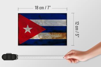 Panneau en bois drapeau Cuba 18x12 cm Drapeau de Cuba décoration rouille 4