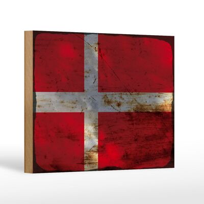 Cartello bandiera in legno Danimarca 18x12 cm Bandiera della Danimarca decoro ruggine