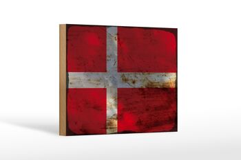 Panneau en bois drapeau Danemark 18x12 cm Drapeau du Danemark décoration rouille 1