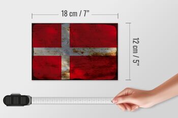 Panneau en bois drapeau Danemark 18x12 cm Drapeau du Danemark décoration rouille 4