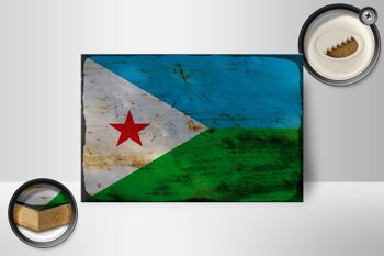 Panneau en bois drapeau Djibouti 18x12 cm Drapeau Djibouti décoration rouille 2