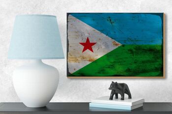 Panneau en bois drapeau Djibouti 18x12 cm Drapeau Djibouti décoration rouille 3