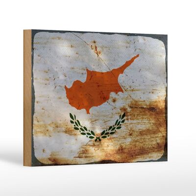 Letrero de madera bandera Chipre 18x12 cm Bandera de Chipre decoración óxido