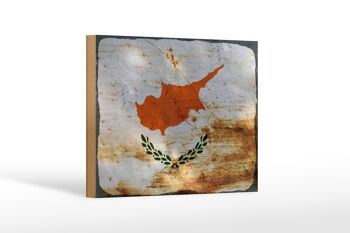Panneau en bois drapeau Chypre 18x12 cm Drapeau de Chypre décoration rouille 1
