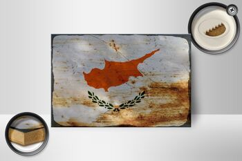 Panneau en bois drapeau Chypre 18x12 cm Drapeau de Chypre décoration rouille 2