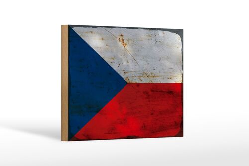 Holzschild Flagge Tschechien 18x12c m Czech Republic Rost Dekoration