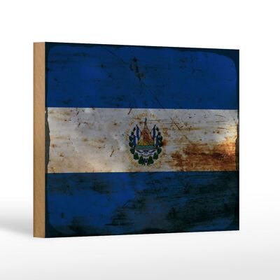Holzschild Flagge El Salvador 18x12 cm El Salvador Rost Dekoration