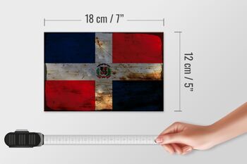 Panneau en bois drapeau République Dominicaine 18x12 cm décoration rouille 4