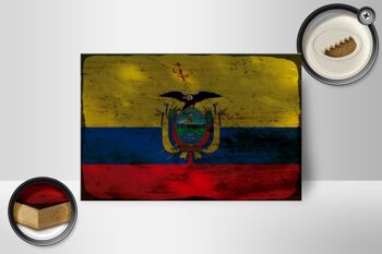 Panneau en bois drapeau Équateur 18x12 cm Drapeau de l'Équateur décoration rouille 2