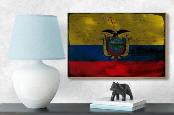 Panneau en bois drapeau Équateur 18x12 cm Drapeau de l'Équateur décoration rouille 3