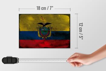 Panneau en bois drapeau Équateur 18x12 cm Drapeau de l'Équateur décoration rouille 4