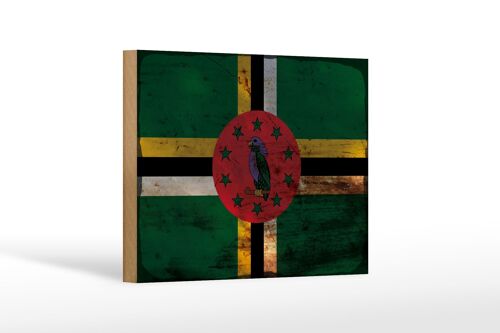 Holzschild Flagge Dominica 18x12 cm Flag of Dominica Rost Dekoration